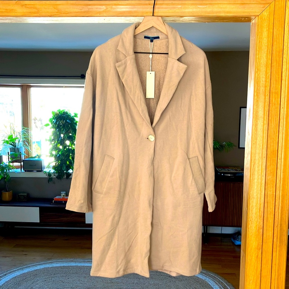 NWT, Shore brand, tan beach coat, size S.